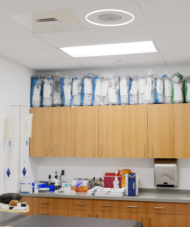 Miami Dolphins training room with Visium Far-UVC fixtures