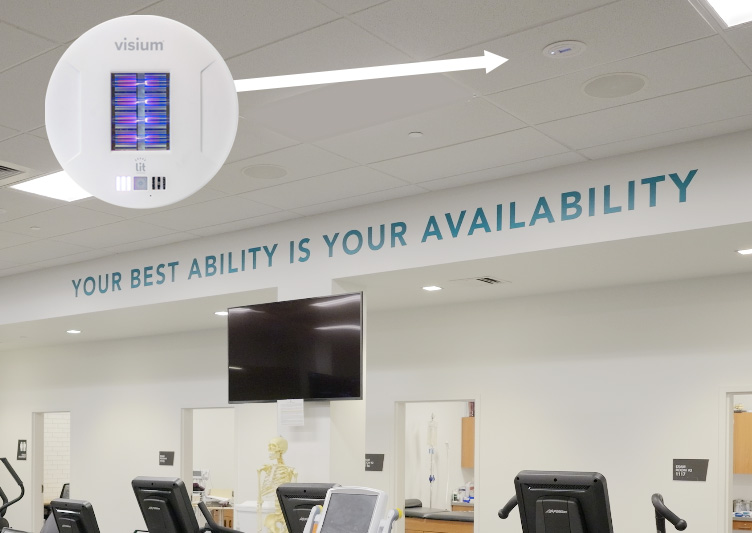 Miami Dolphins training room with Visium Far-UVC fixtures