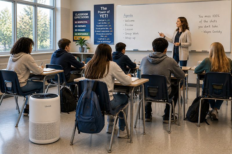 Image of a Classroom with loud air filter