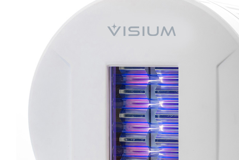 Close up image of a Visium Far-UVC light fixture
