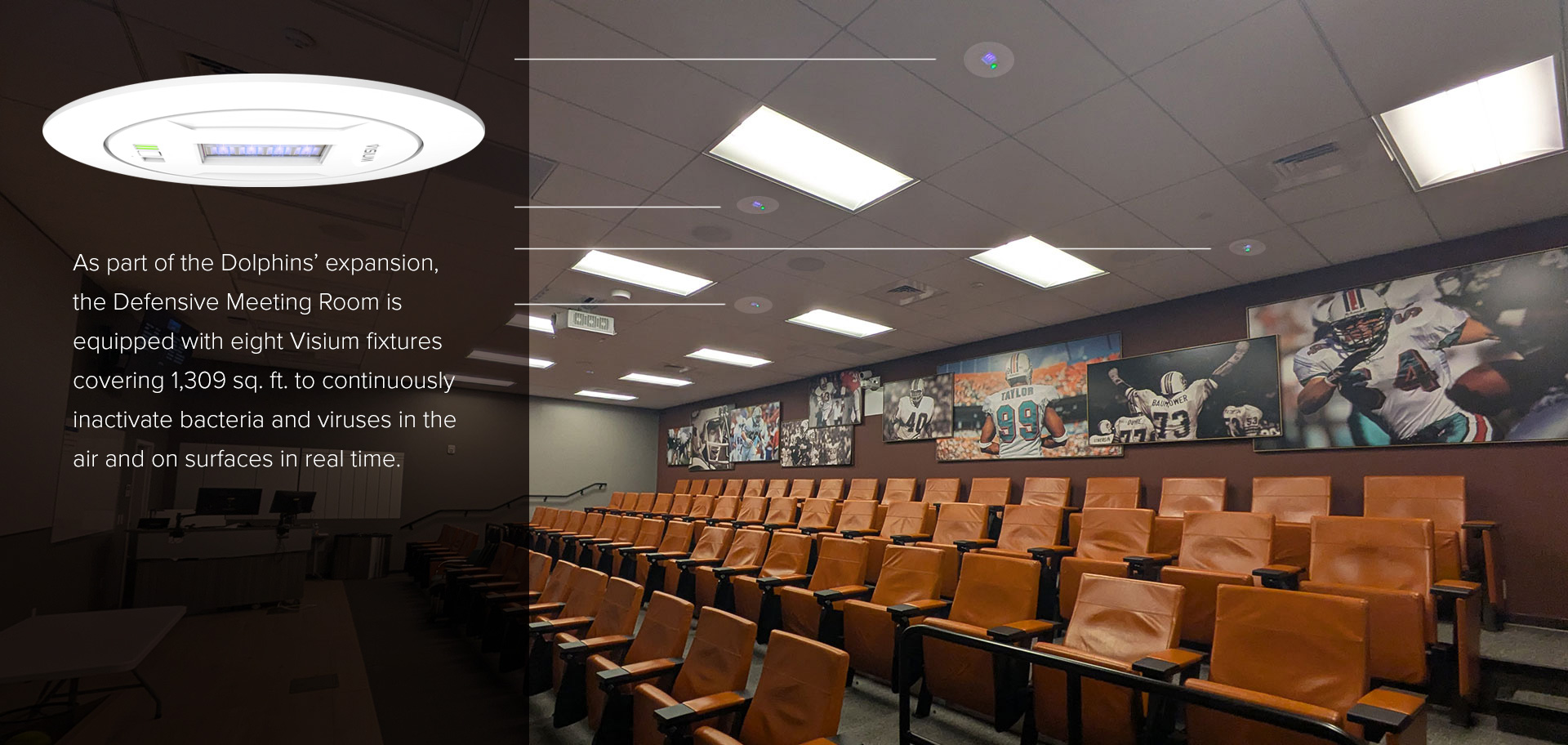 Visium Far-UVC in Miami Dolphins position room